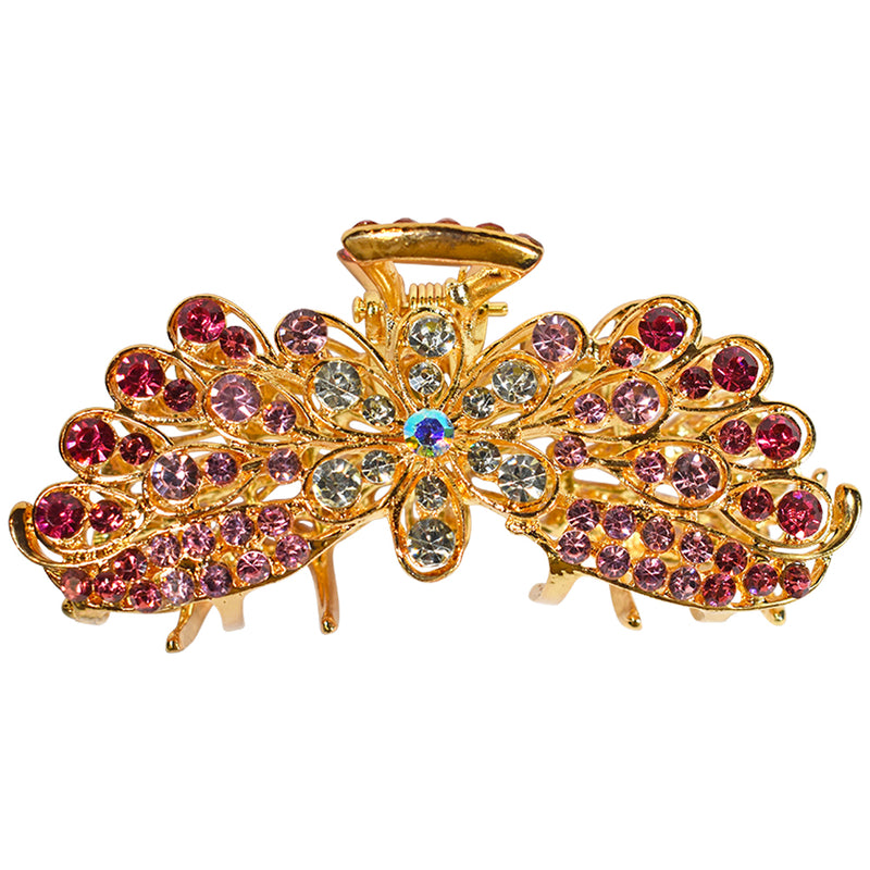 Fairy Flower Large Hair Claw Clip (Goldtone/Pink)