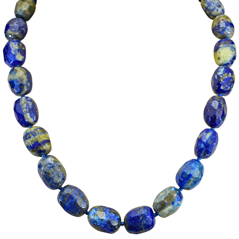 Precious Faceted Lapis Lazuli Necklace (Silvertone/Lapix Lazuli)