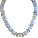 Precious Blue Lace Agate Gem Stone Necklace(.925 Sterling Silver/Blue Lace Agate)