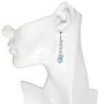 Precious Peruvian Amazonite & Cultured Pearl French Wire Earrings(.925 Sterling Silver)