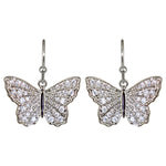 Crystal CZ Butterfly French Wire Earrings (Silvertone)
