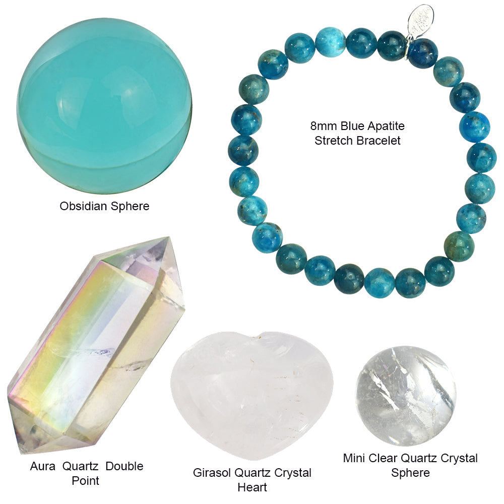 Amethyst Amazonite and Apatite Crystal Bracelet Stretch Design Sterli   Eloise B Jewellery Designs