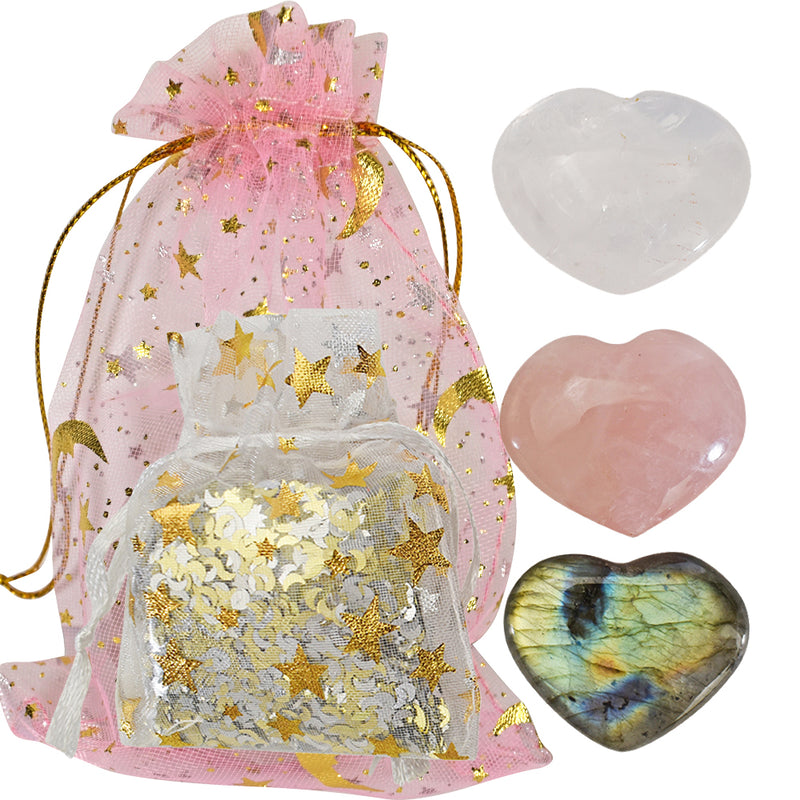 Heavenly Healing Hearts 3 Piece Set With Magical Folly Dust Bag
