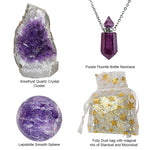Magic Wishes 3 Piece Set With Follydust Pouch (Amethyst/Lepidolite/Fluorite)