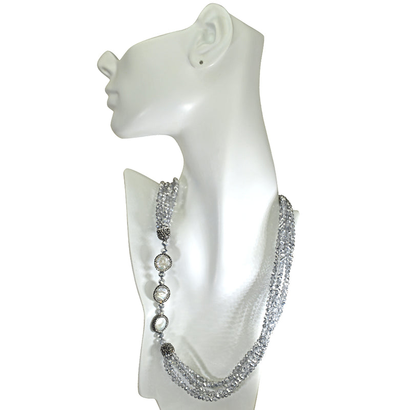 Precious Love Me Tender 32" Infinity Fresh Water Pearl Necklace (Silver Mist)