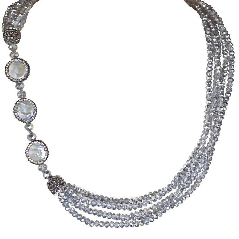 Precious Love Me Tender 32" Infinity Fresh Water Pearl Necklace (Silver Mist)
