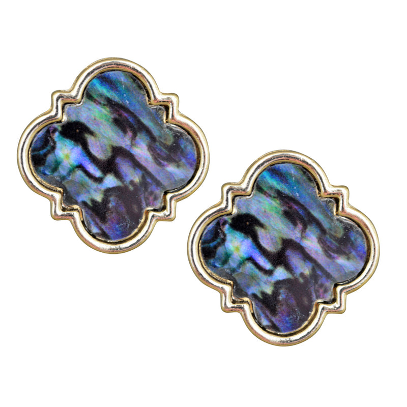 Divine Protector Abalone Pierced Earrings (Goldtone)