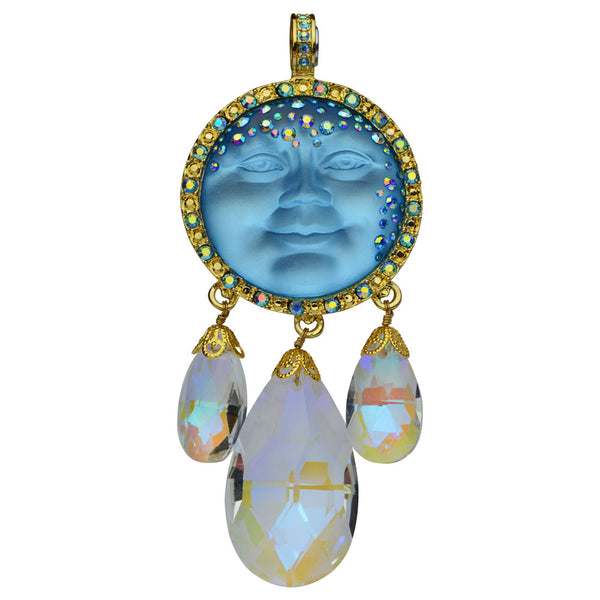 Kirks Folly Crystal Goddess 35mm Seaview Moon Necklace (sky Blue Gtn)