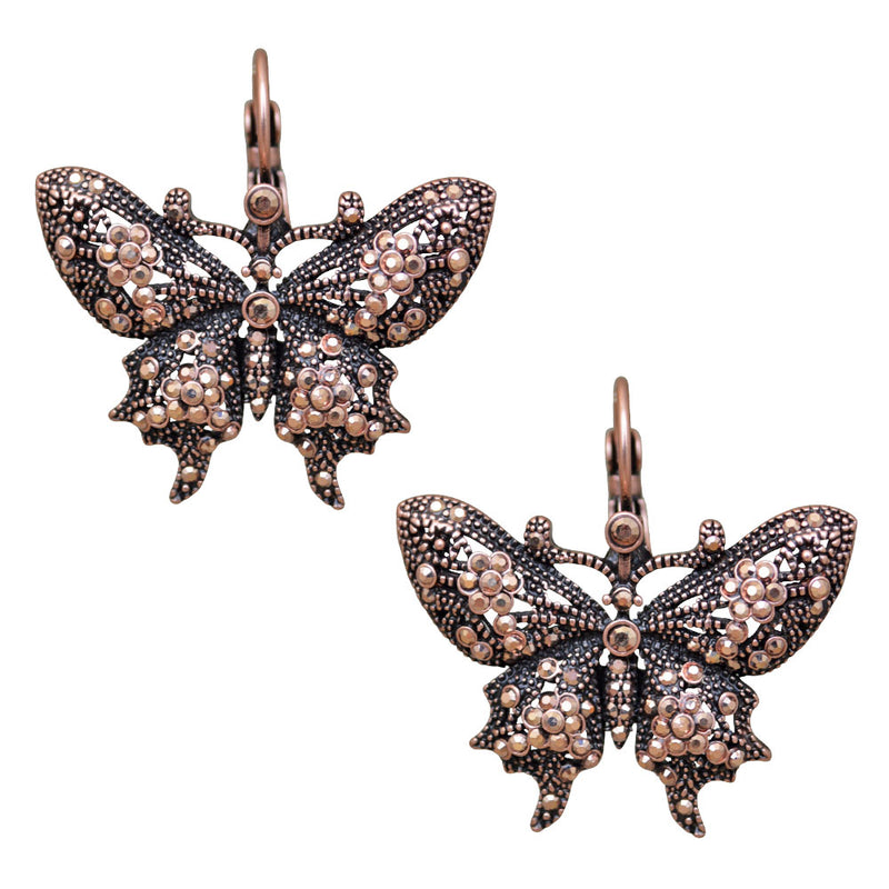 Butterfly Whisper Leverback Earrings (Coppertone)