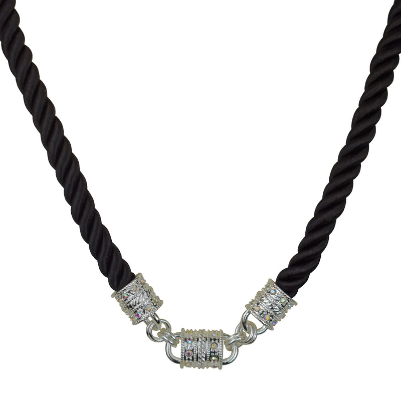 Mystic Cord Magnetic Interchangeable Necklace (Sterling Silvertone/Black)