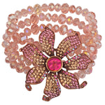 Seaview Moon Stargazer Beaded Stretch Bracelet (Coppertone/Iridis Glass Moon)