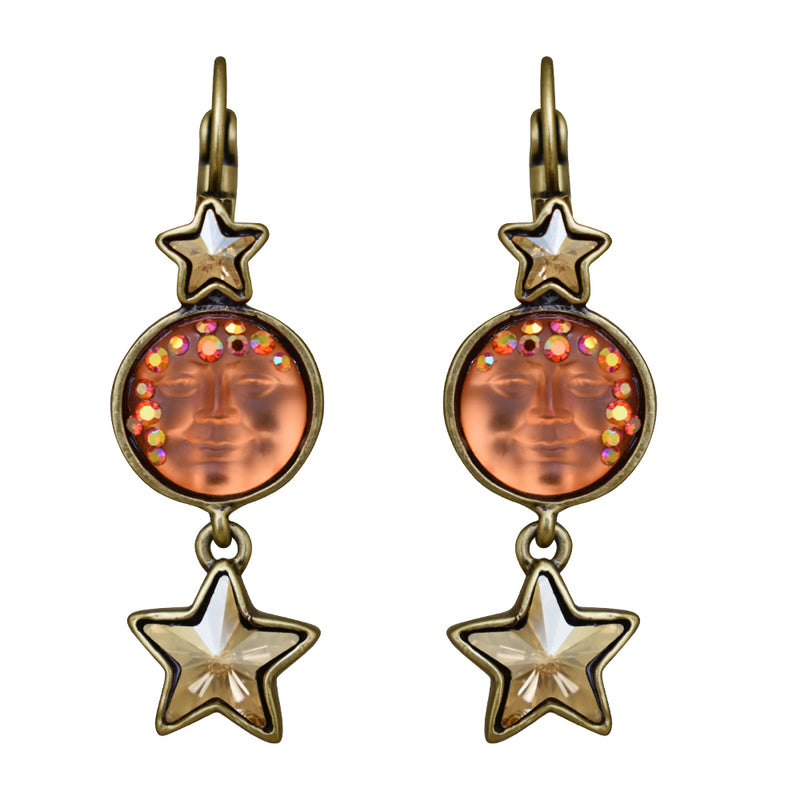 Stardust Goddess Seaview Moon Leverback Earrings (Brasstone)