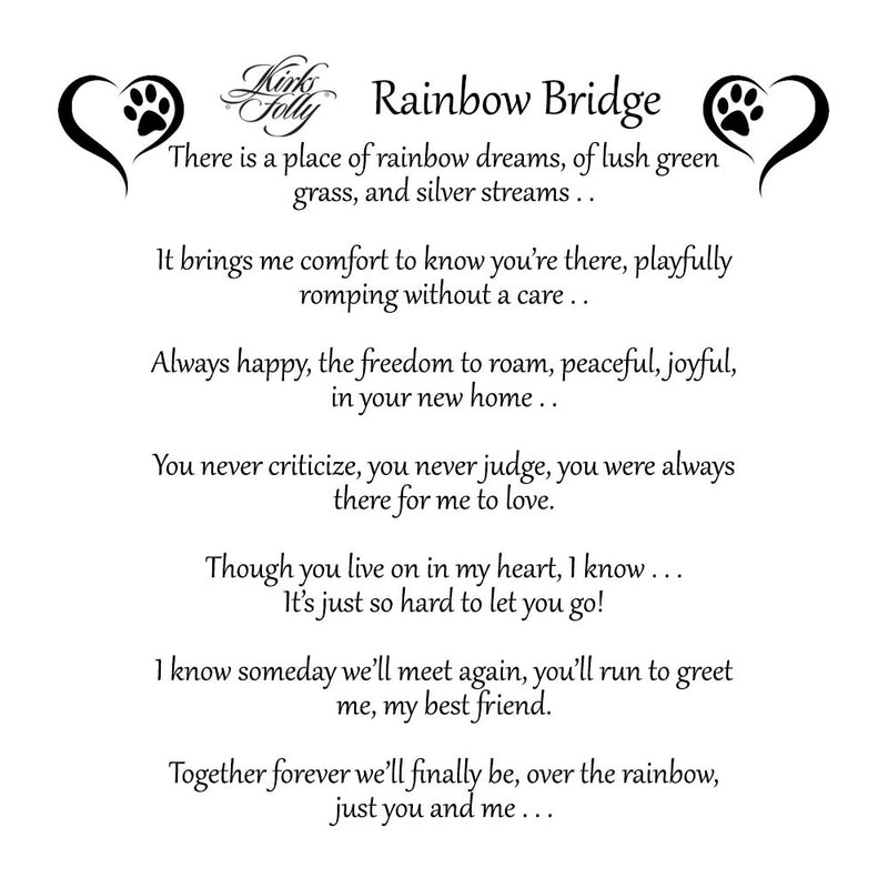 Over The Rainbow Bridge Angel Dog Pin Pendant (Goldtone)