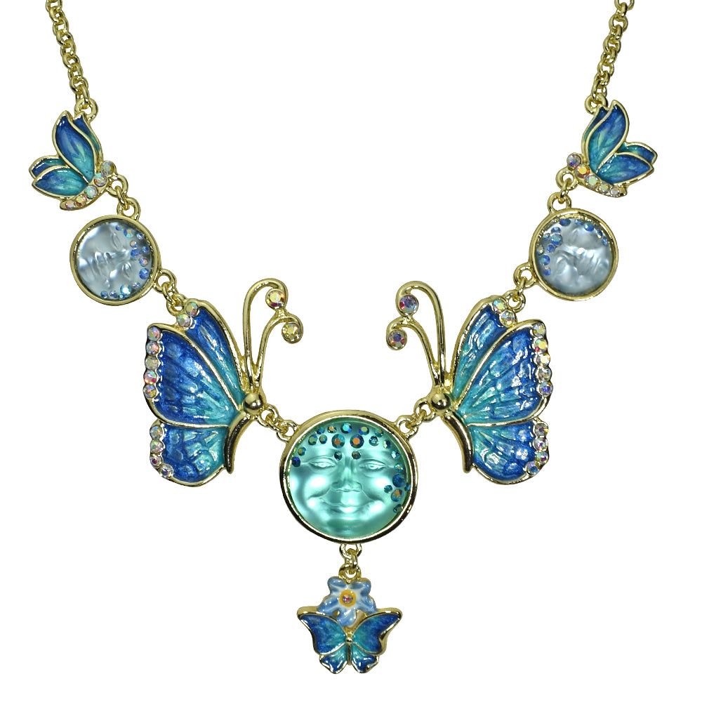 ForgetMeNotButterflyGoddessSeaviewMoonNecklace(Goldtone)