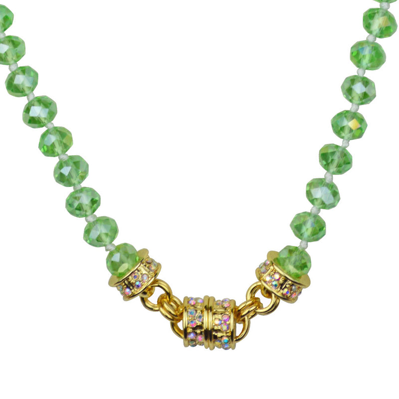 Green Envy Beaded Magnetic Necklace (Goldtone)