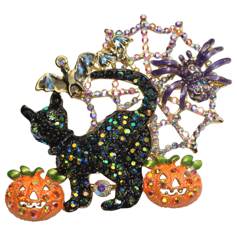 Hocus Pocus Black Cat Pin Pendant (Goldtone)