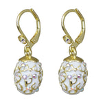 Elegant Easter Egg Leverback Earrings (Goldtone/White)