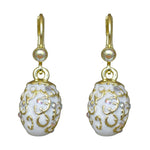 Elegant Easter Egg Leverback Earrings (Goldtone/White)