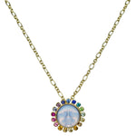 Rainbow Memories Seaview Moon 12mm Glass Necklace (Goldtone/Crystal AB)