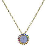 Rainbow Memories Seaview Moon 12mm Glass Necklace (Goldtone/Tanzanite AB)