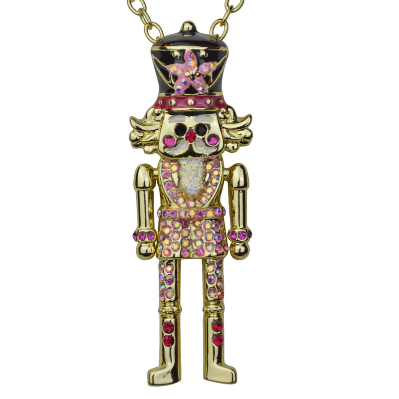 Pretty In Pink Nutcracker Necklace (Goldtone)