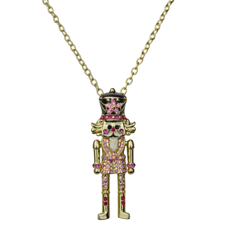 Pretty In Pink Nutcracker Necklace (Goldtone)