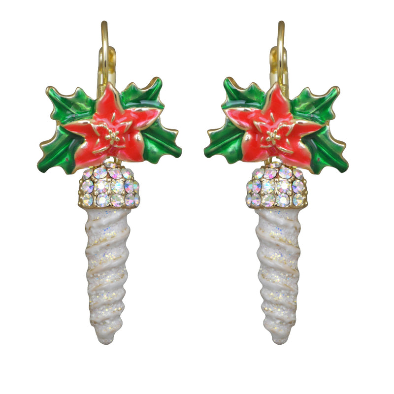 Holiday Magic Unicorn Horn Leverback Earrings (Goldtone)