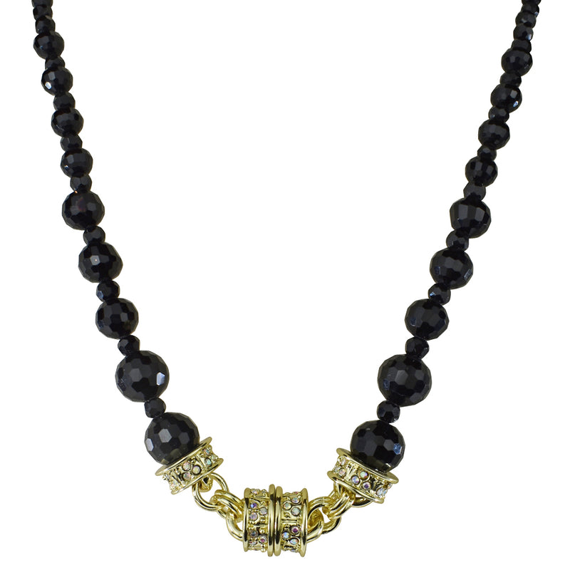 Belle Of The Ball Beaded Magnetic Interchangeable Necklace  (Goldtone/Jet)