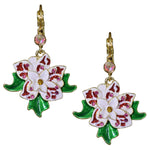 Enchanted Christmas Flower Leverback Earrings (Goldtone)